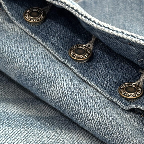 American Eagle Women’s Distressed Button-fly Straight Leg Jeans 14Long - Picture 8 of 13